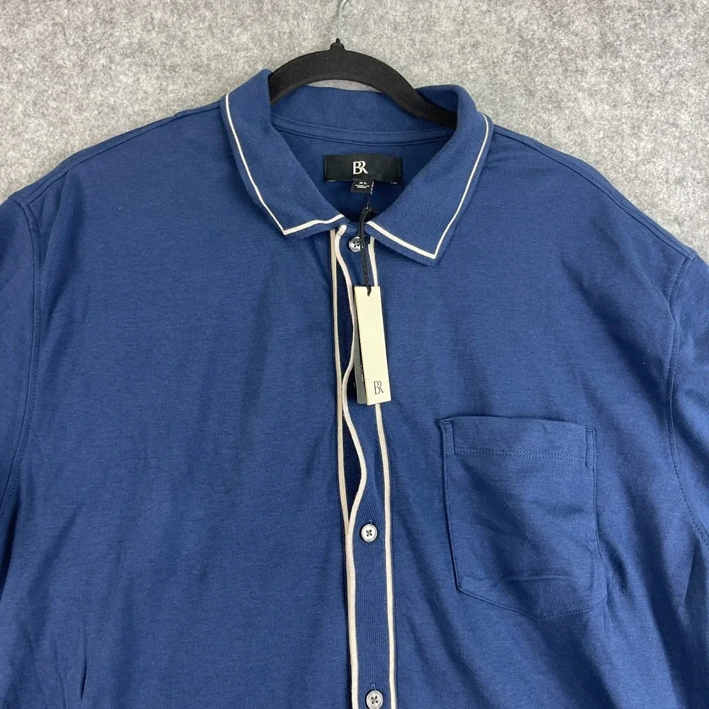 Banana Republic Shirt Mens XL Blue Luxury Touch Button Up Cotton Soft Retro NWT